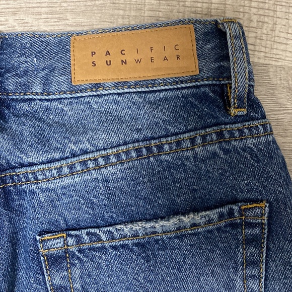 PACSUN Eco Medium Blue HighRise Straight Distressed Jeans - Picture 6 of 9